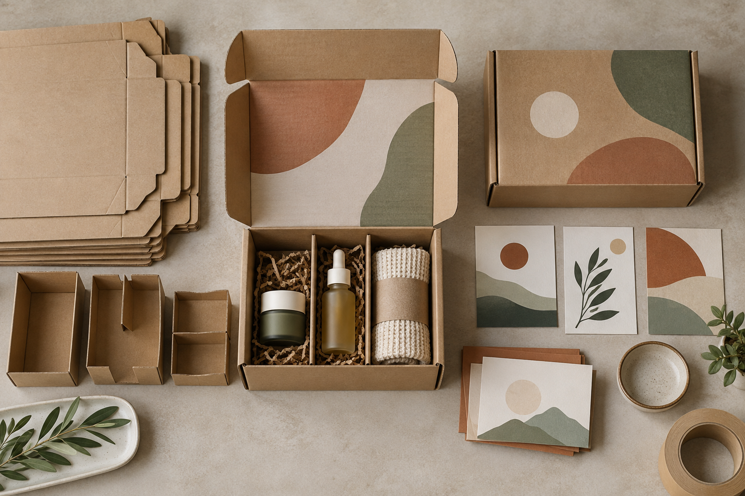 Original concept showing modular paper inserts, cards and flat-packed subscription mailer components