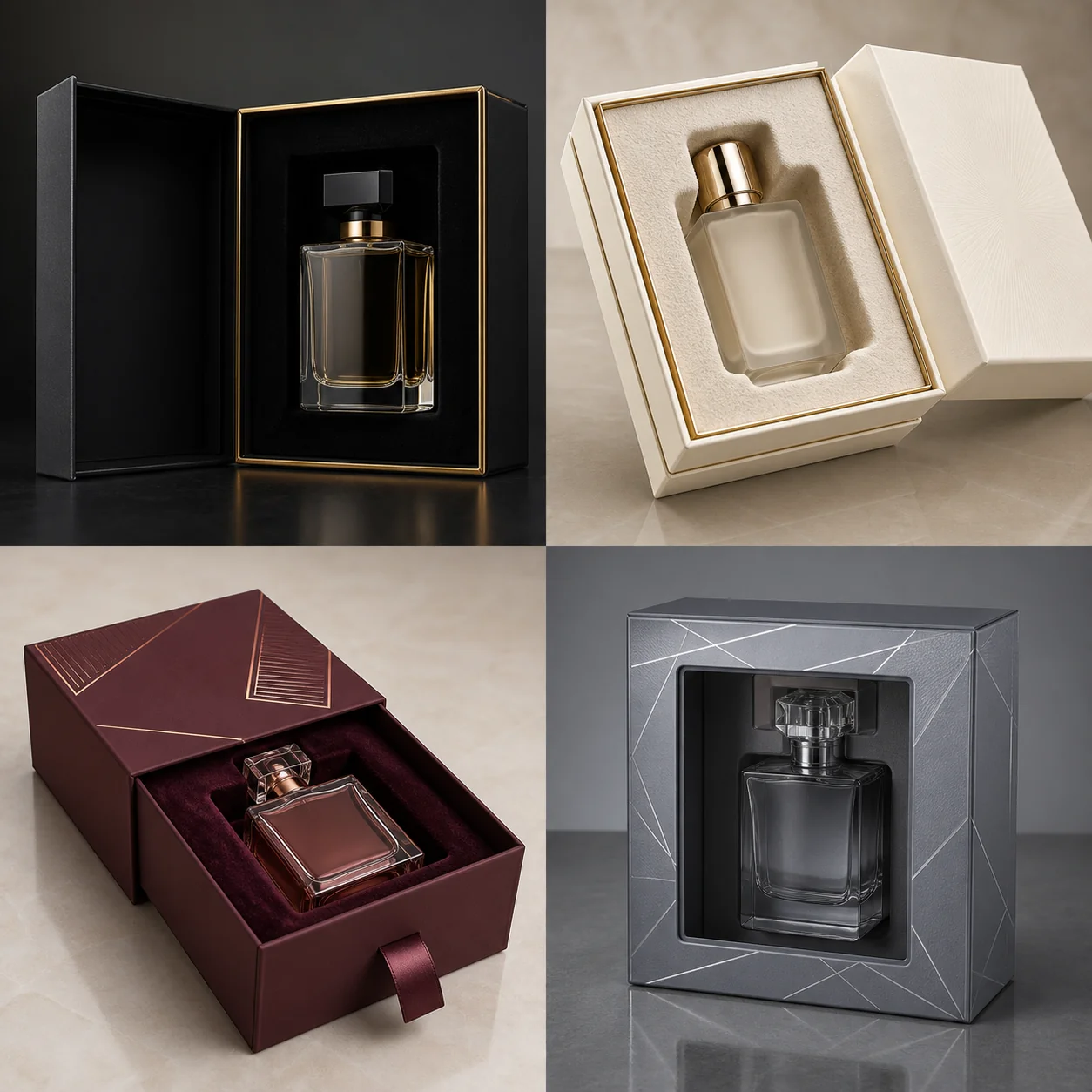 Custom perfume box with fitted bottle insert